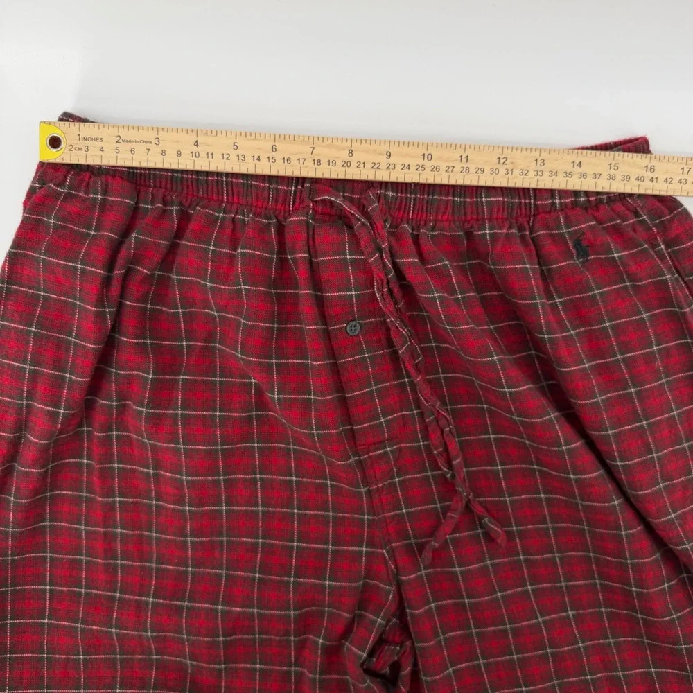Polo Ralph Lauren Pajama Pants Mens XL Red Green Plaid Cotton Flannel Loungewear